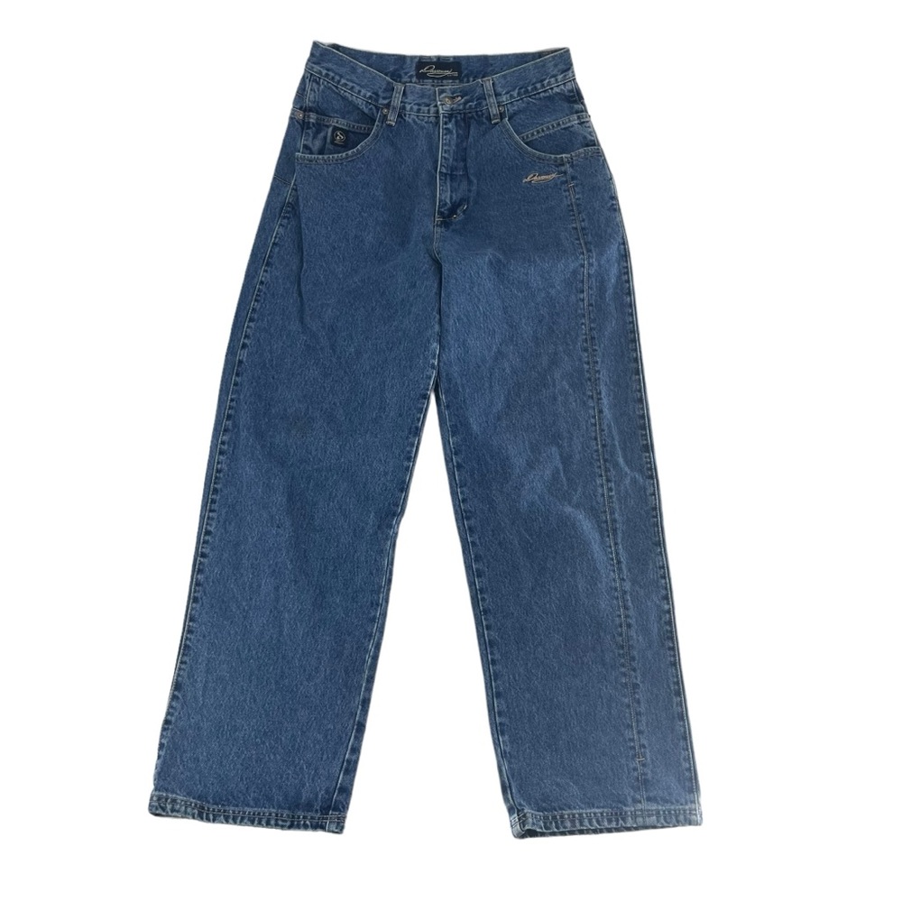 Davoucci Jeans Mens 34x33 Blue Baggy Y2K Loose Grunge Skater Embroidered Hip Hop